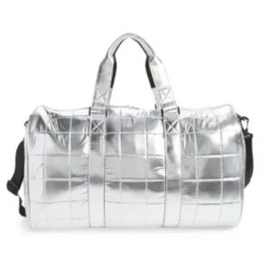 Silver Quilted Duffle Bag